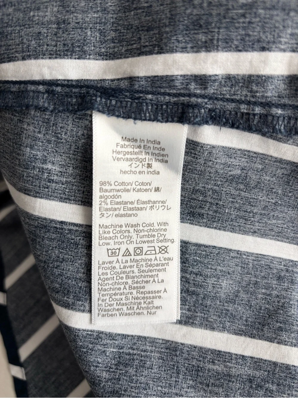 J. Crew Navy and White Vertical Stripe Button-Down Shirt Sz S